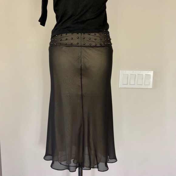 Silk bias skirt with studs. - Picture 3 of 7